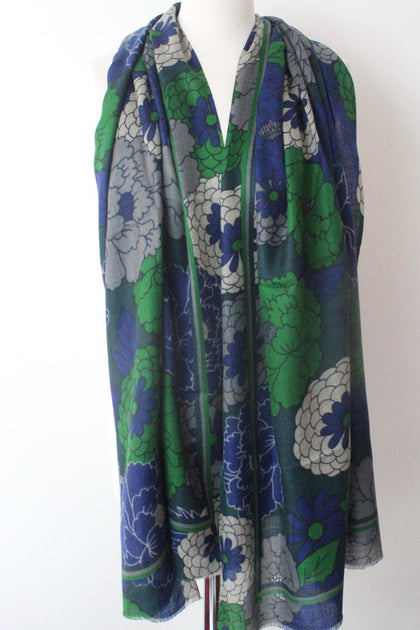 Blossom 01 TD green royal blue Scarf