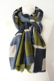 Cube navy olive green denim Scarf - Shirdak