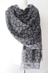 Autumn leaf black white Scarf - Shirdak