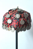 Afghan cap red with coins