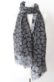 Autumn leaf black white Scarf - Shirdak
