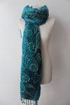 Woolen turquoise leaf scarf