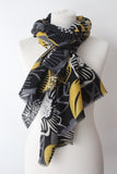 Flower White Yellow Black Scarf