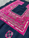Huaxi indigo pink embroidery