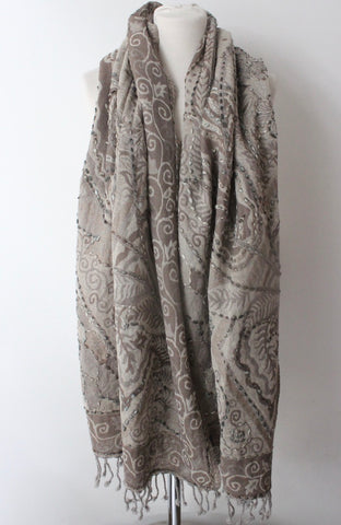Woolen off white boho Scarf