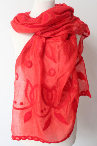 Viloria Red Silk Scarf - Shirdak