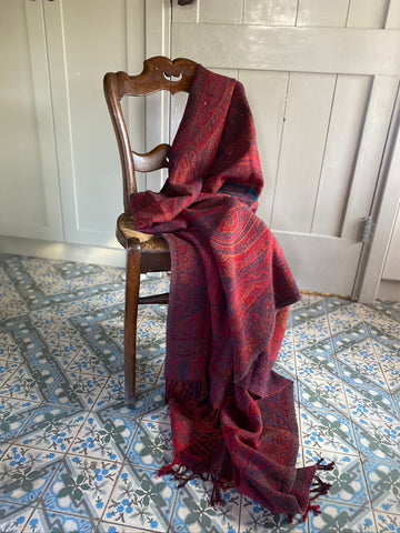 Red Cashmere Plaid Scarf