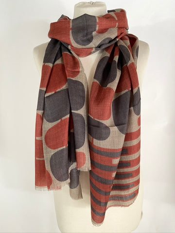 Bead stripe Pink Grey Scarf - Shirdak