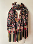 Thin embroidered black Scarf 02